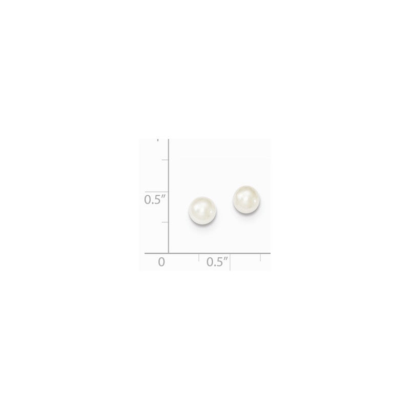 Quality Gold Sterling Silver 5-6mm White FW Cultured Button Pearl Stud Earrings