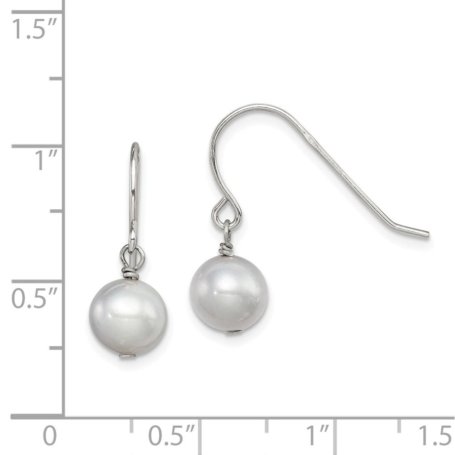 Quality Gold Sterling Silver Grey 7-8mm FW Cultured Pearl Dangle Earrings