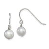 Quality Gold Sterling Silver Grey 7-8mm FW Cultured Pearl Dangle Earrings