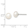 Quality Gold Sterling Silver 7-8mm White FW Cultured Button Pearl Stud Earrings