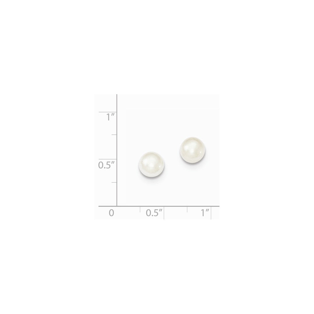 Quality Gold Sterling Silver 6-7mm White FW Cultured Button Pearl Stud Earrings