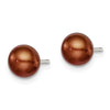 Quality Gold Sterling Silver 6-7mm Brown FW Cultured Button Pearl Stud Earrings