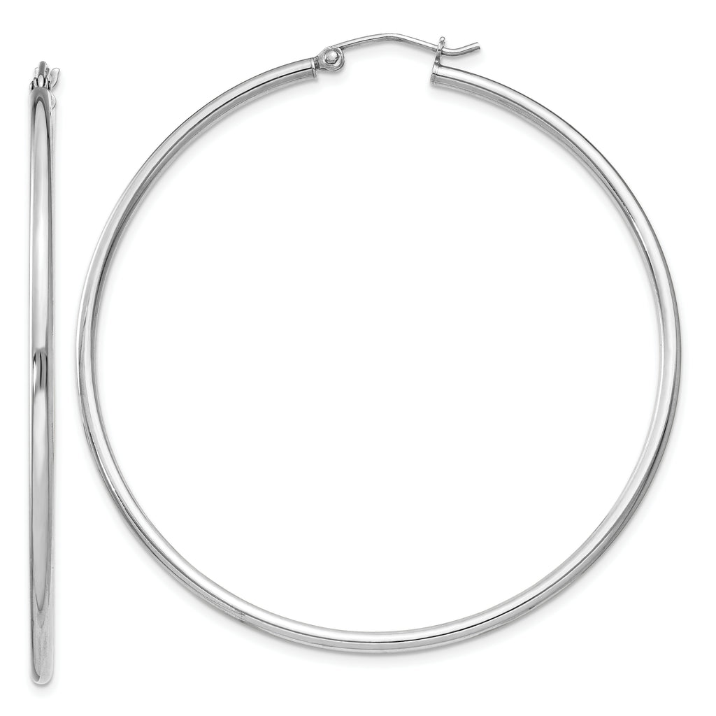 Quality Gold Sterling Silver Rhodium-plated 2mm Round Hoop Earrings