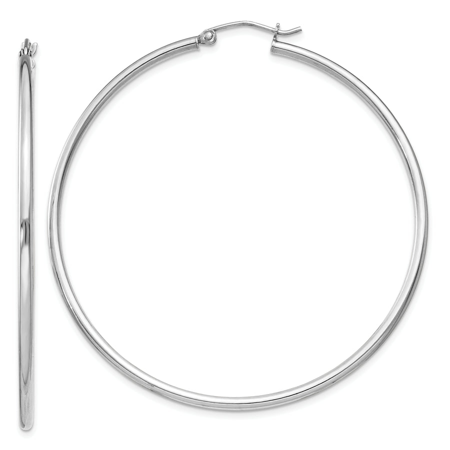 Quality Gold Sterling Silver Rhodium-plated 2mm Round Hoop Earrings