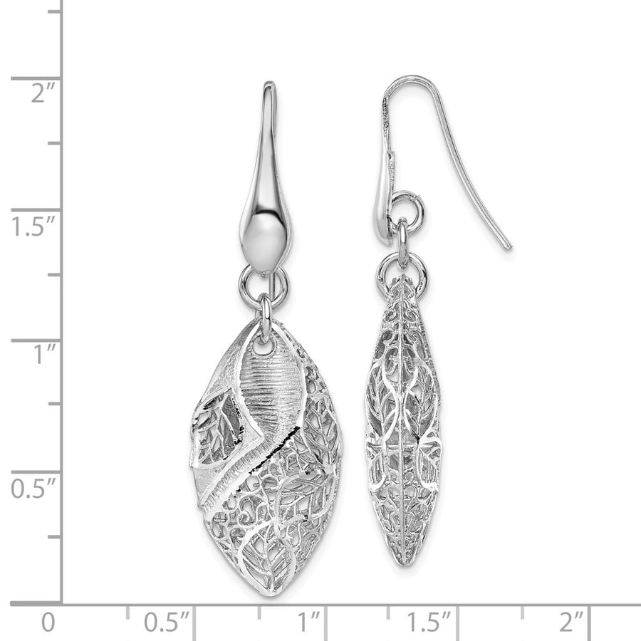 Quality Gold Sterling Silver Rhodium Plated Oval Leaf Dangle Earrings