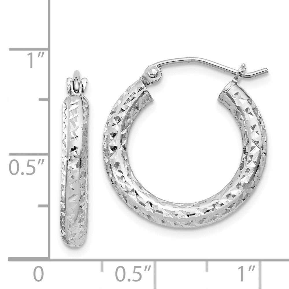 Quality Gold Sterling Silver Rhodium-plated 3x20mm Hoop Earrings