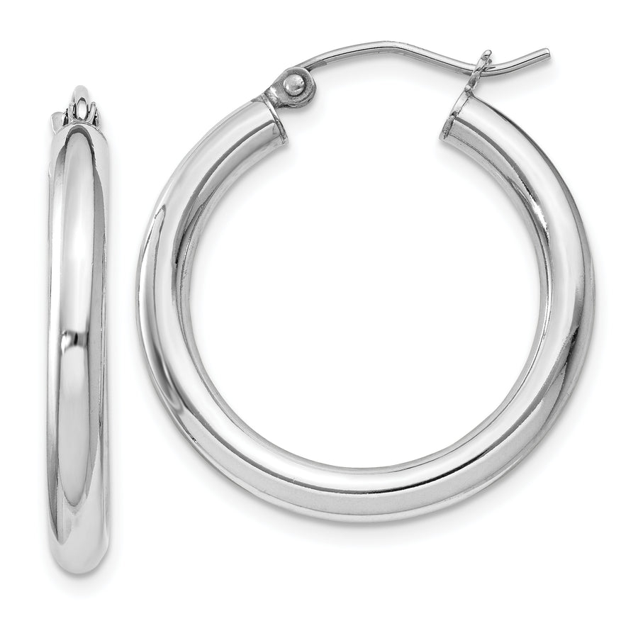 Quality Gold Sterling Silver Rhodium-plated 3mm Round Hoop Earrings