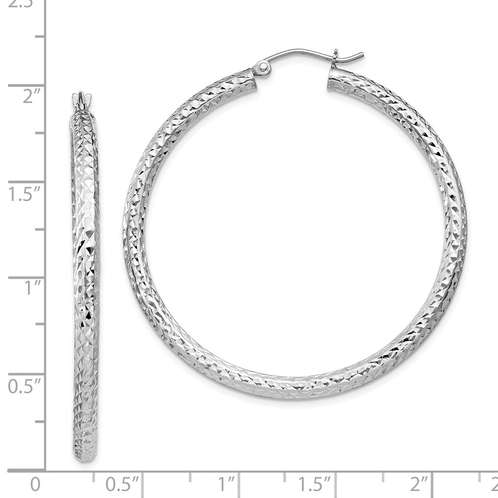 Quality Gold Sterling Silver Rhodium-plated 3x45mm Hoop Earrings