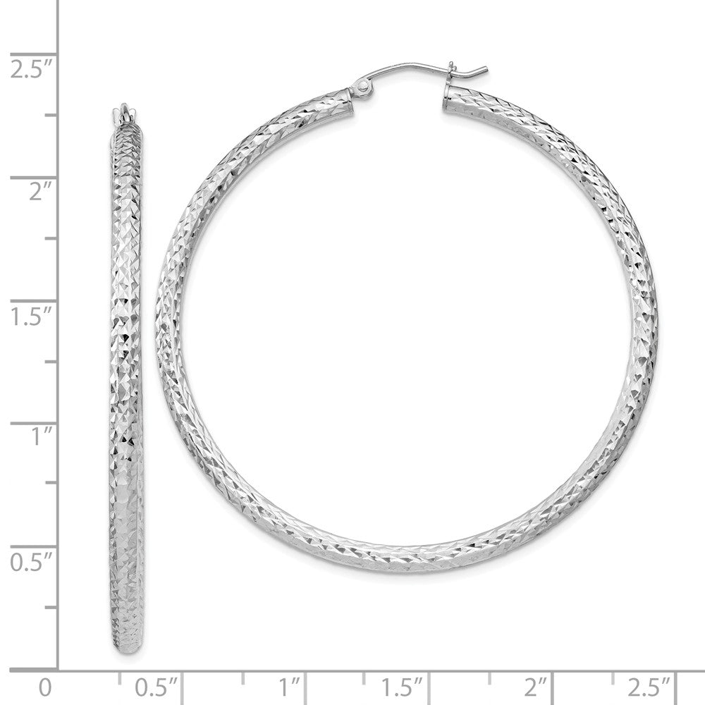 Quality Gold Sterling Silver Rhodium-plated 3x55mm Hoop Earrings