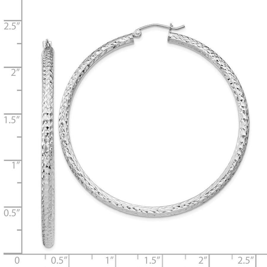 Quality Gold Sterling Silver Rhodium-plated 3x55mm Hoop Earrings