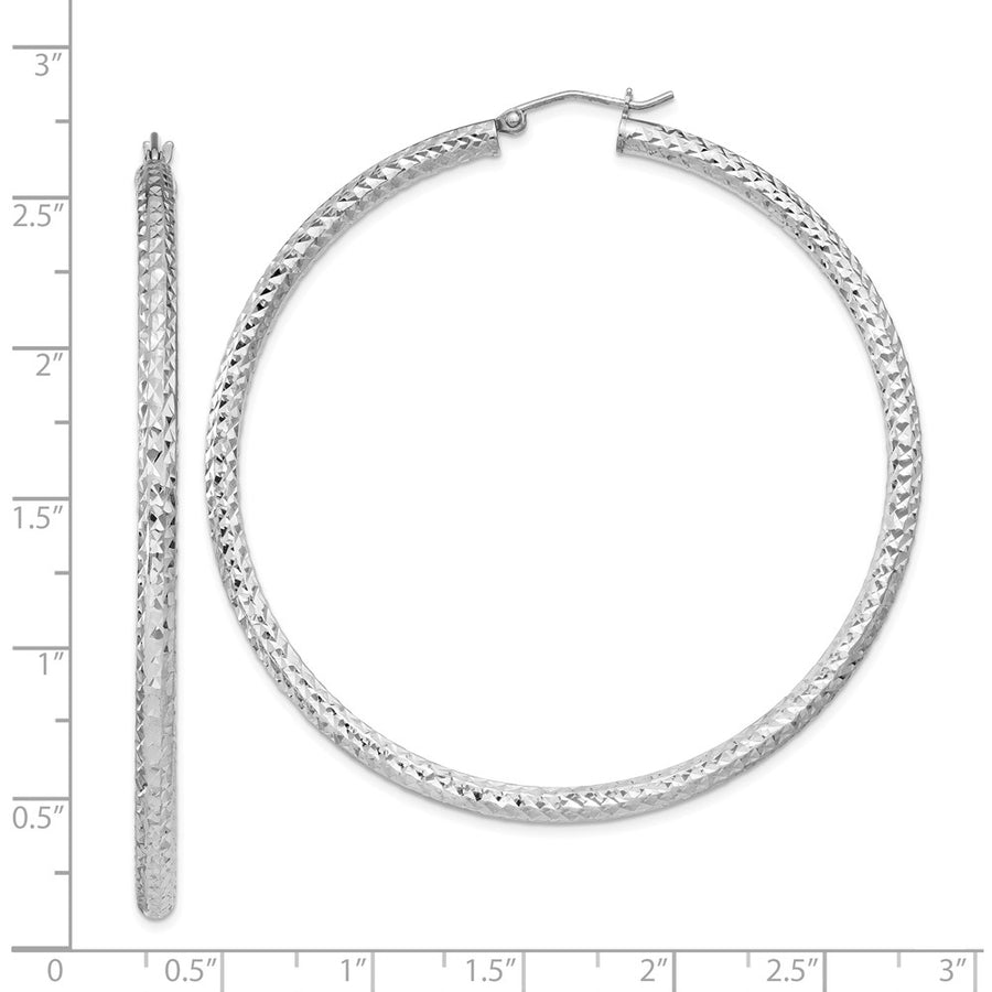 Quality Gold Sterling Silver Rhodium-plated 3x60mm Hoop Earrings