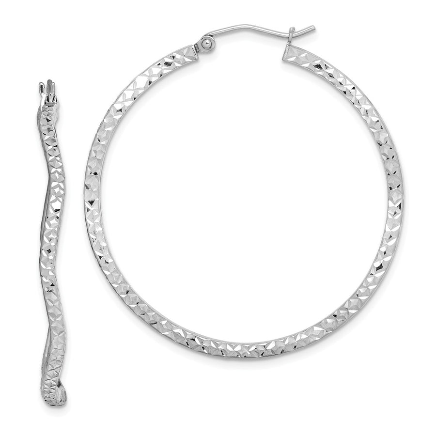 Quality Gold Sterling Silver Rhodium-plated Wavy Hoop Earrings