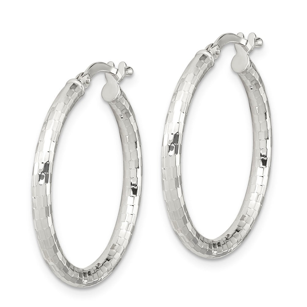 Quality Gold Sterling Silver Textured Hollow Hoop Earrings