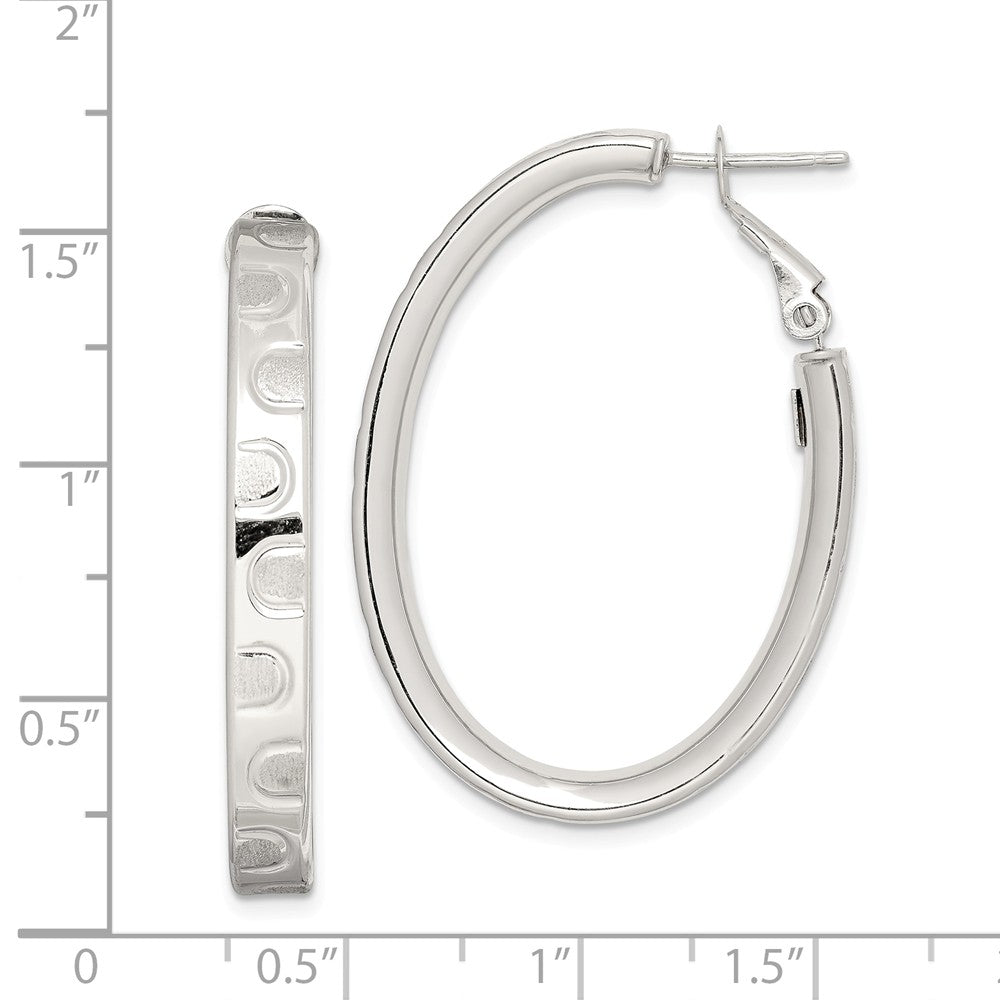 Quality Gold Sterling Silver Satin and Polished Omega Back Hoop Earrings