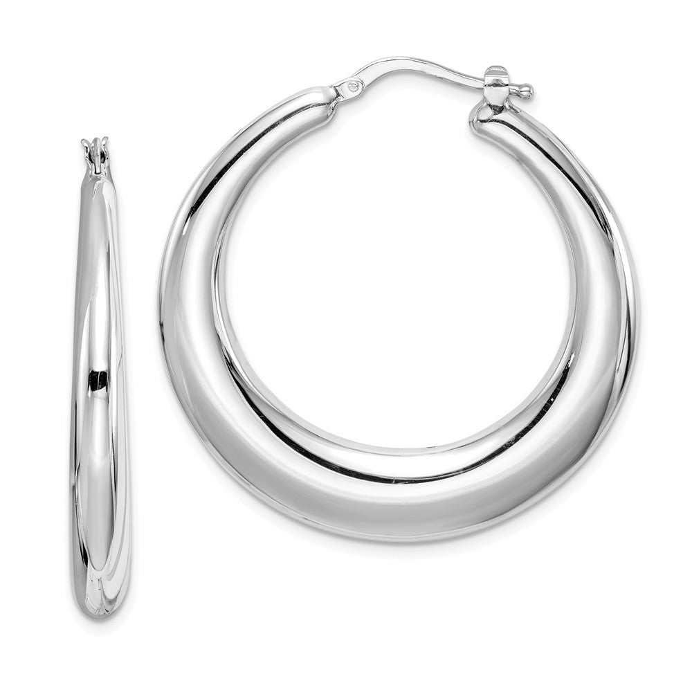 Quality Gold Sterling Silver Polished Rhodium Plated Hollow Hoop Earrings