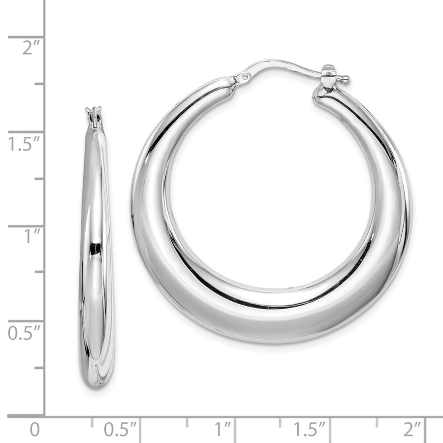 Quality Gold Sterling Silver Polished Rhodium Plated Hollow Hoop Earrings