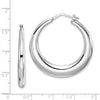 Quality Gold Sterling Silver Polished Rhodium Plated Hollow Hoop Earrings