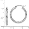 Quality Gold Sterling Silver Rhodium-plated 2.7x25mm Twisted Hoop Earrings