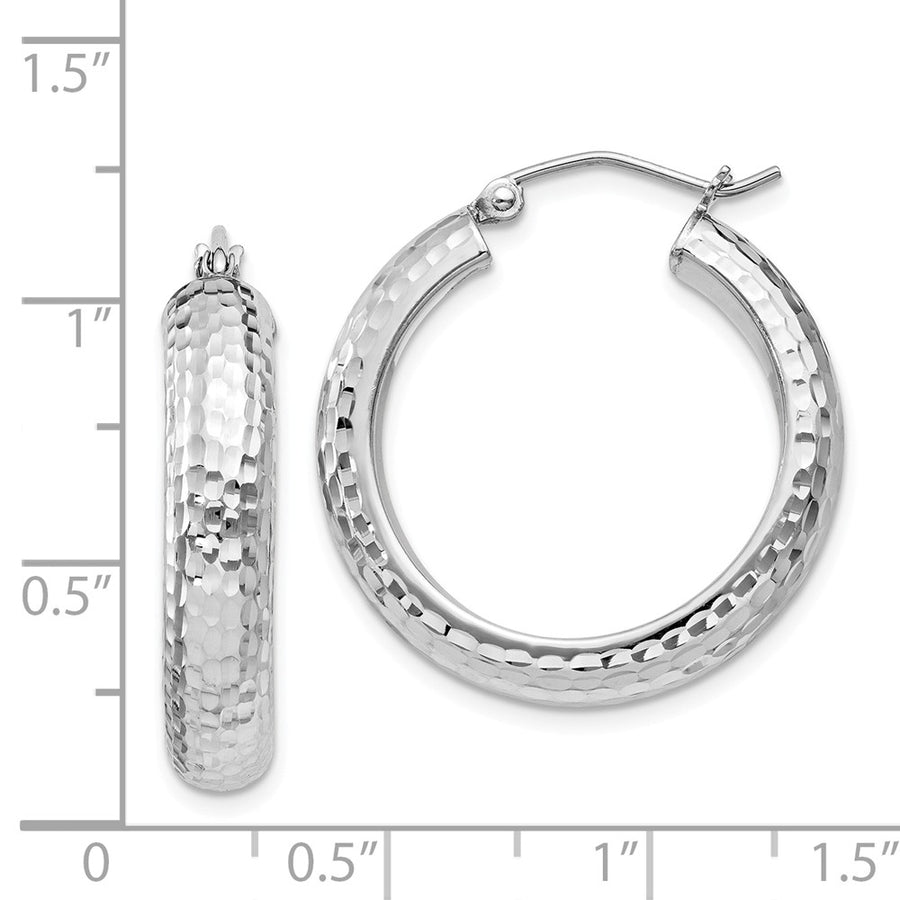 Quality Gold Sterling Silver Rhodium-plated 5x25mm Hoop Earrings