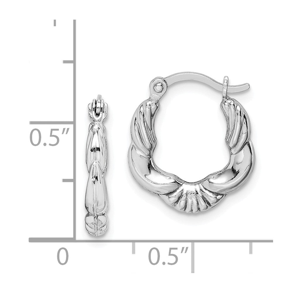 Quality Gold Sterling Silver Rhodium Plated Hollow Scalloped Hoop Earrings