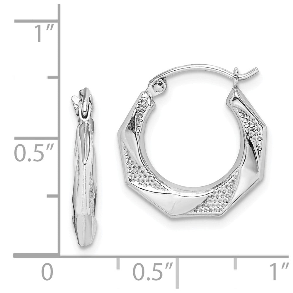 Quality Gold Sterling Silver Rhodium Plated Hollow Textured Polished Hoop Earrings