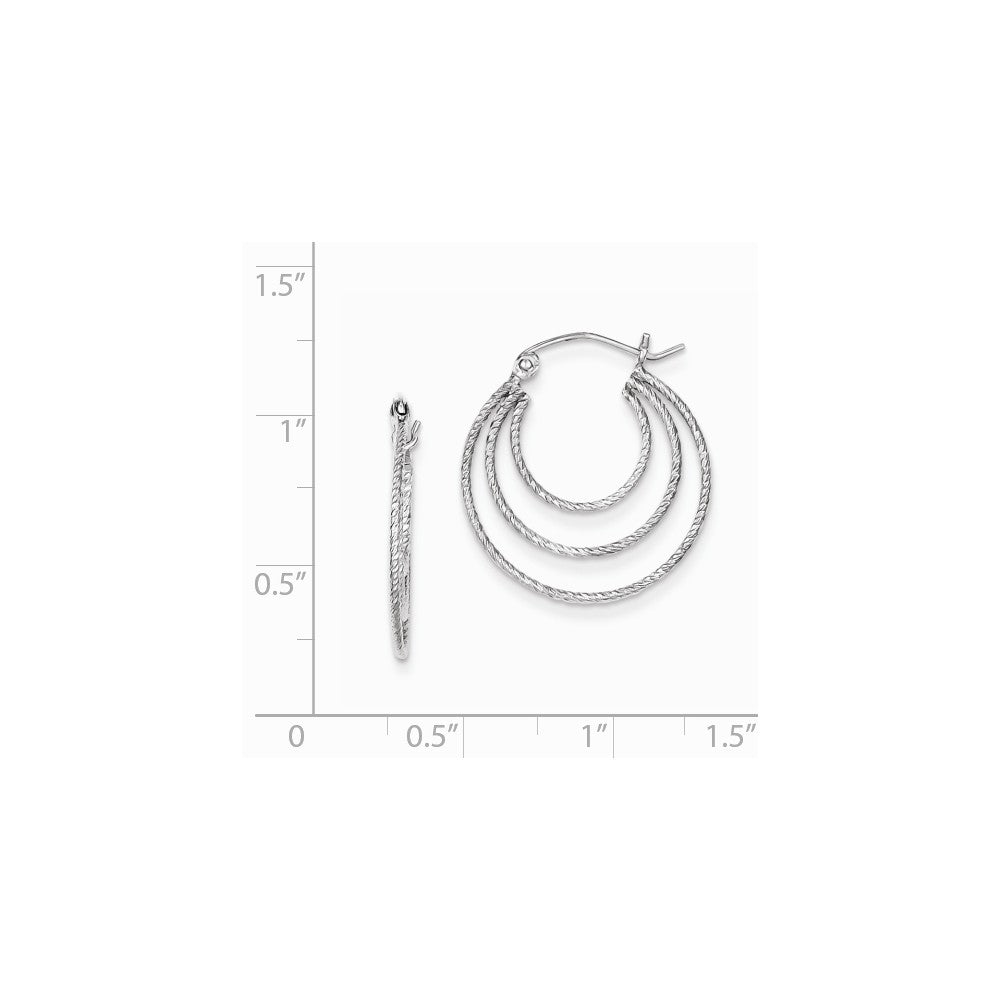 Quality Gold Sterling Silver Rhodium Plated Textured Fancy Circle Hoop Earrings