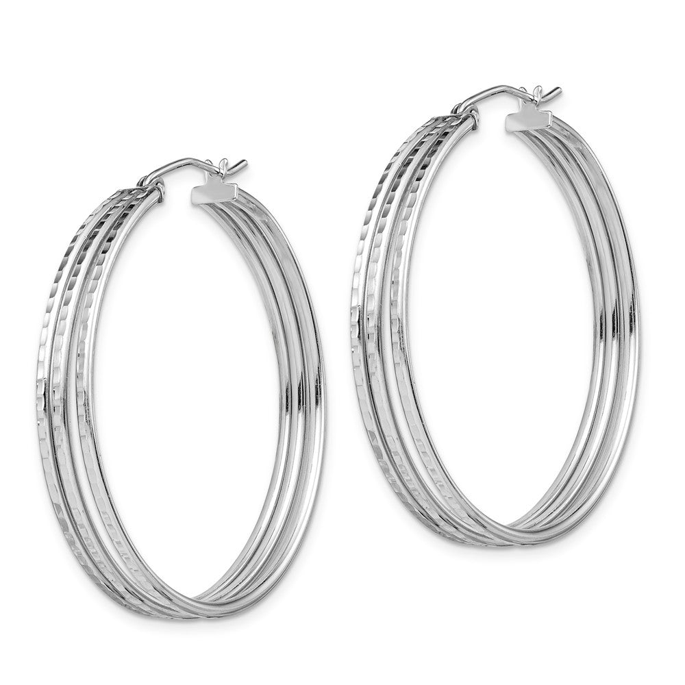 Quality Gold Sterling Silver Rhodium Plated Textured Fancy Hoop Earrings