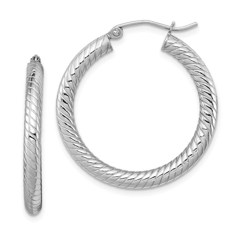 Quality Gold Sterling Silver Rhodium-plated 3.00mm Hoop Earrings