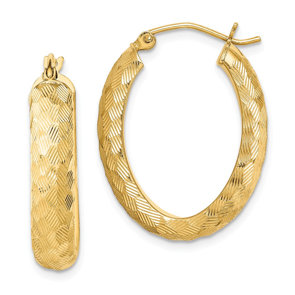 Quality Gold Sterling Silver Gold Plated Textured Oval Hoop Earrings