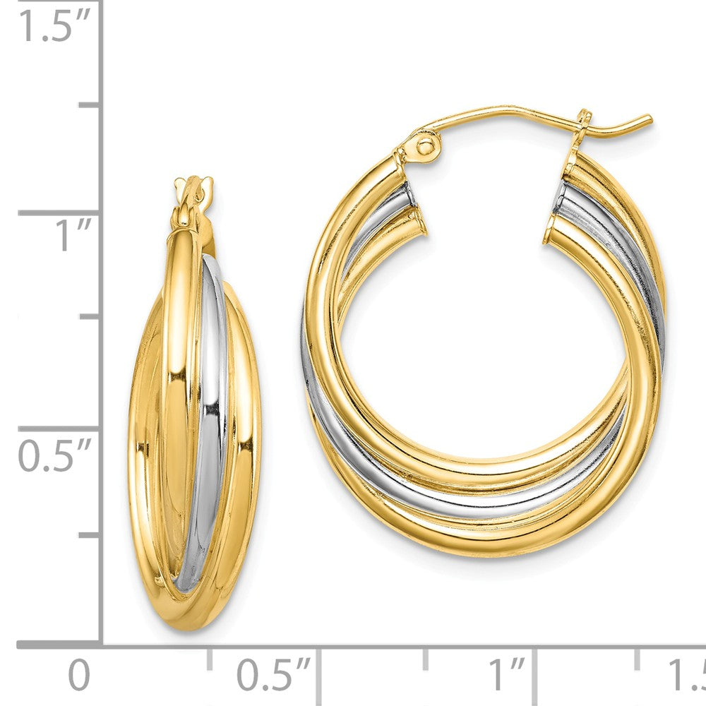 Quality Gold Sterling Silver Rhodium-plated & Gold-plated Hoop Earrings