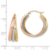 Quality Gold Sterling Silver Rhodium-plated & Yellow and Rose Vermeil Hoop Earrings