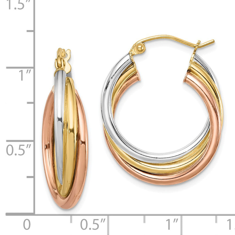 Quality Gold Sterling Silver Rhodium-plated Tri-color Gold-plated Hoop Earrings