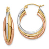 Quality Gold Sterling Silver Rhodium-plated Tri-color Gold-plated Hoop Earrings