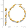 Quality Gold Sterling Silver Rhodium-plated Vermeil 3x30mm Twisted Hoop Earrings