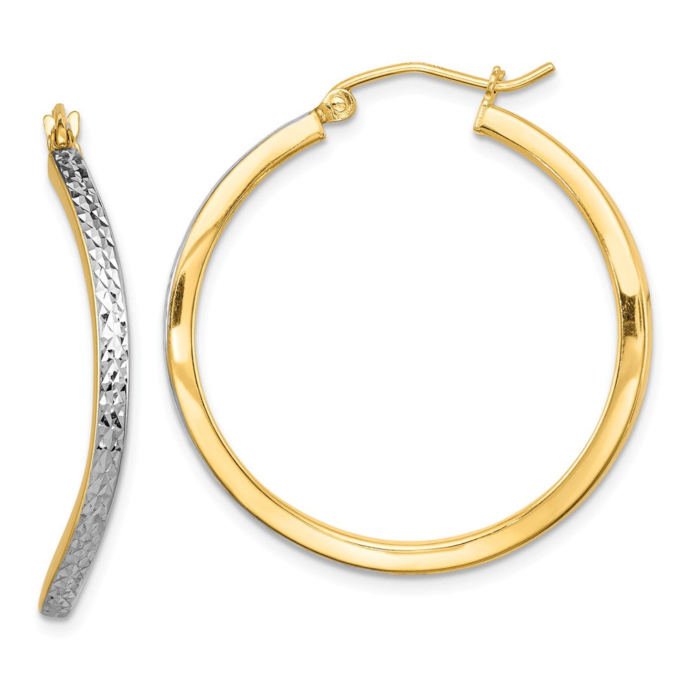 Quality Gold Sterling Silver Rhodium-plated & Vermeil Wavy Square Hoop Earrings