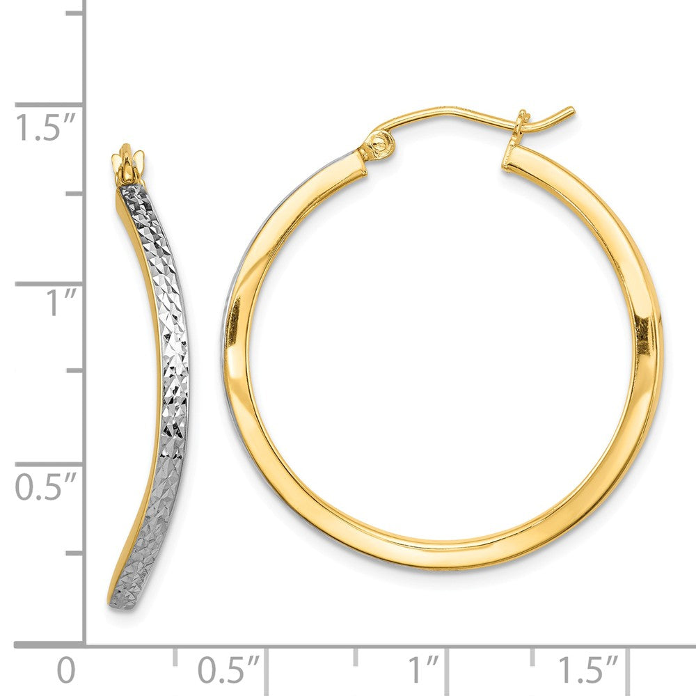 Quality Gold Sterling Silver Rhodium-plated & Vermeil Wavy Square Hoop Earrings