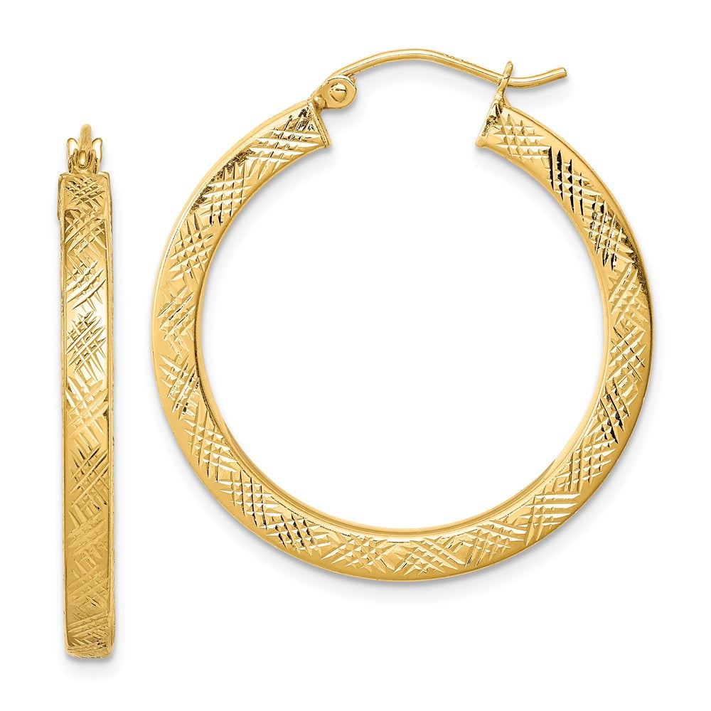 Quality Gold Sterling Silver Gold Plated 3x30mm Hoop Earrings