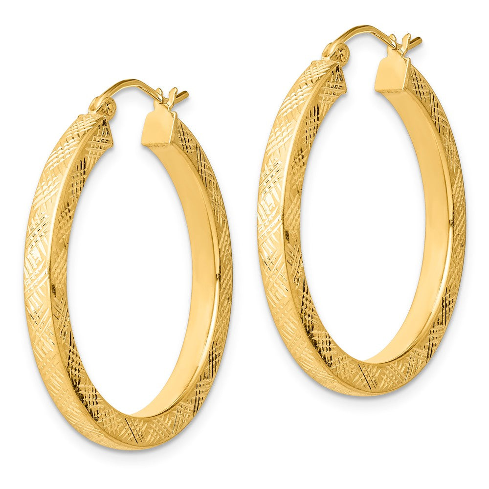 Quality Gold Sterling Silver Gold Plated 3x30mm Hoop Earrings