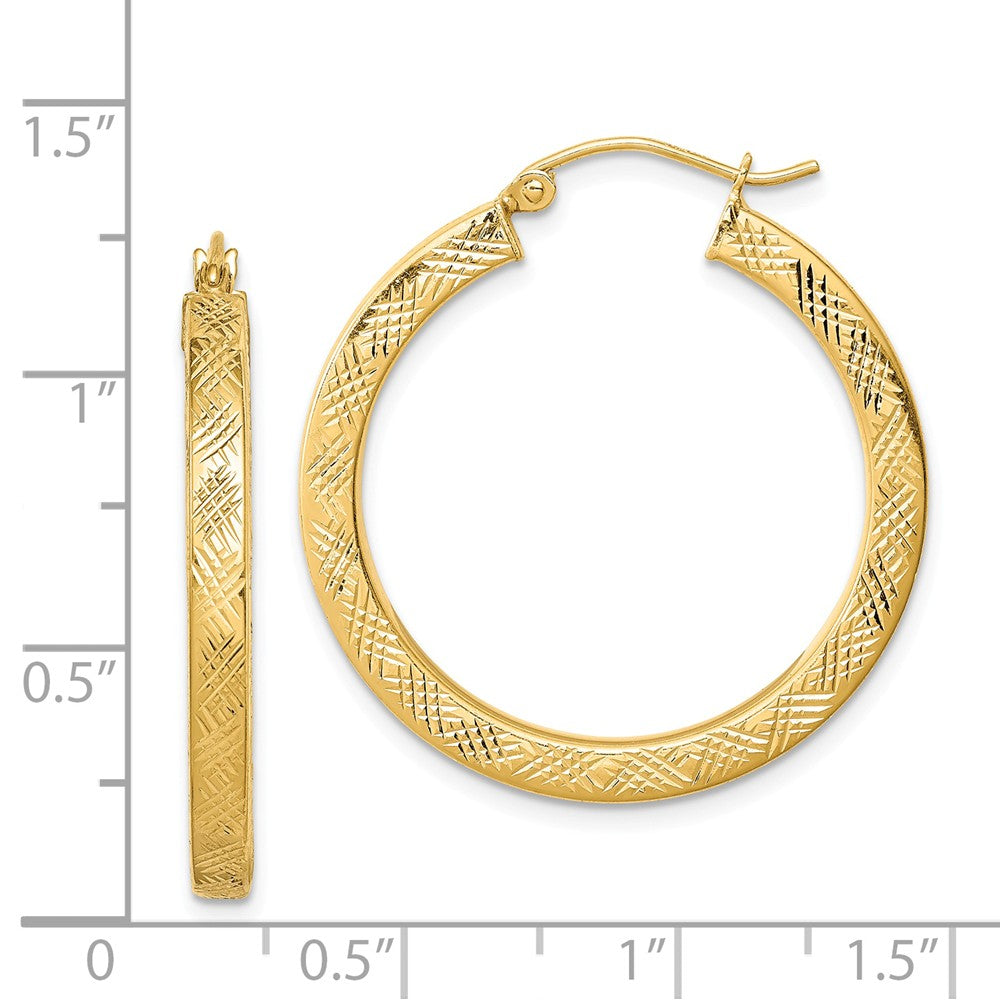 Quality Gold Sterling Silver Gold Plated 3x30mm Hoop Earrings