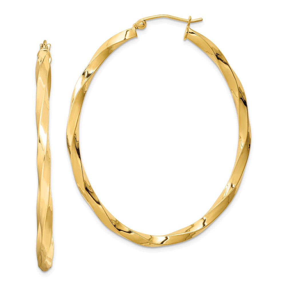 Quality Gold Sterling Silver Gold Plated Twisted Oval Hoop Earrings