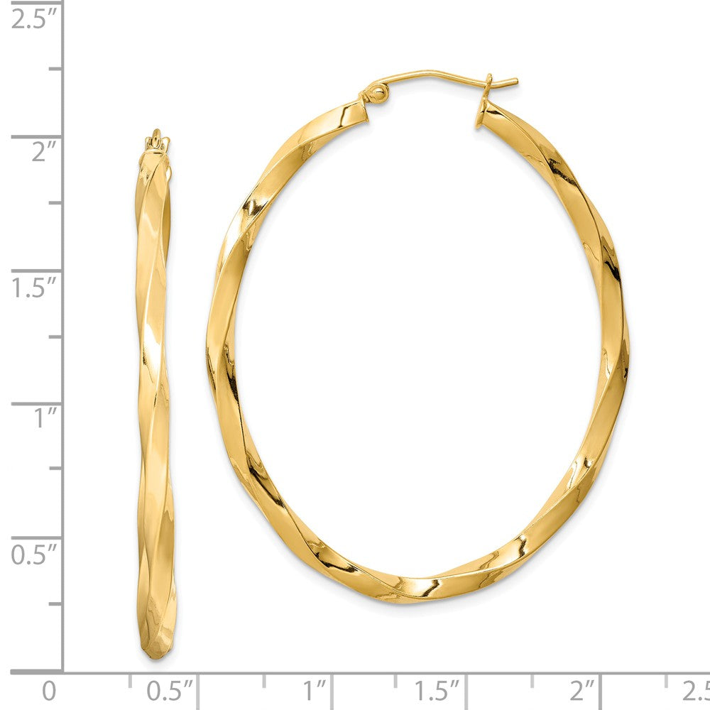 Quality Gold Sterling Silver Gold Plated Twisted Oval Hoop Earrings