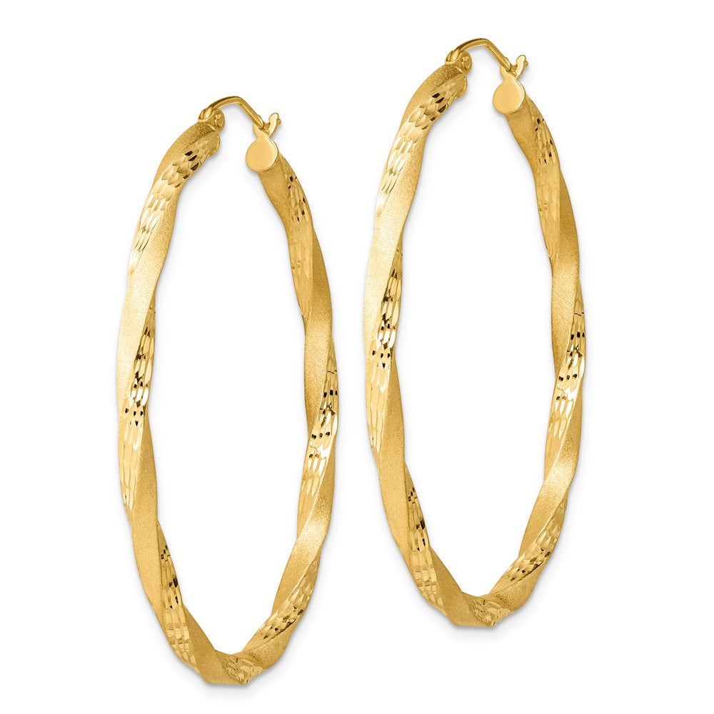 Quality Gold Sterling Silver Gold Plated Twisted Satin Oval Hoop Earrings