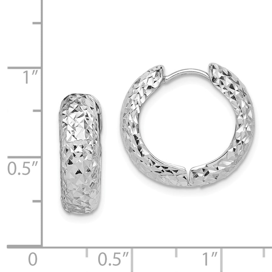 Quality Gold Sterling Silver Rhodium Polished Diamond Cut Hoop Earrings