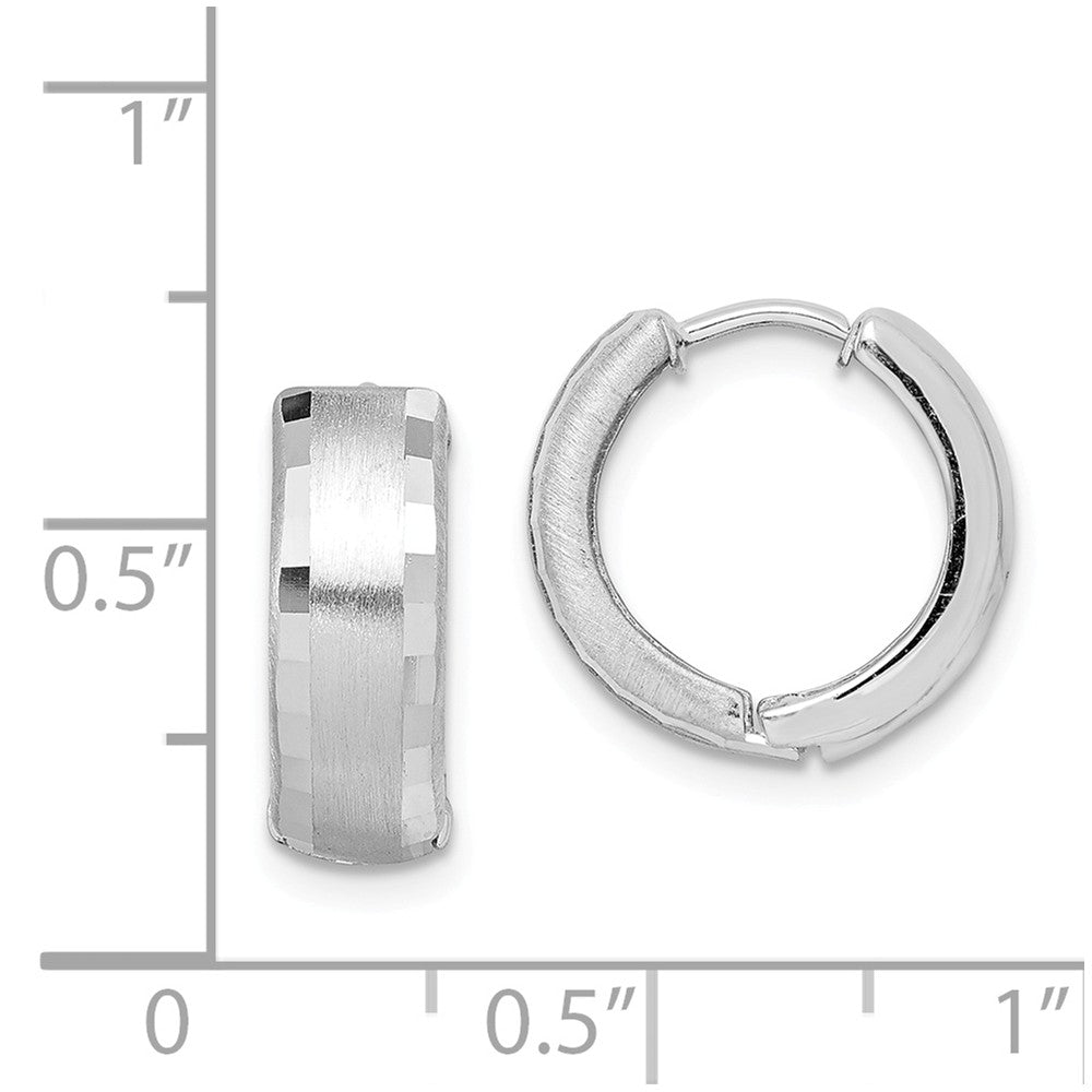 Quality Gold Sterling Silver Rhodium Brushed Patterned Hinged Hoop Earrings