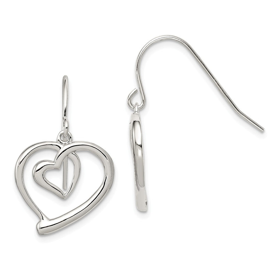 Quality Gold Sterling Silver Heart Dangle Earrings