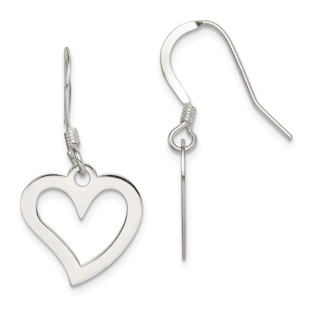 Quality Gold Sterling Silver Polished Heart Dangle Earrings