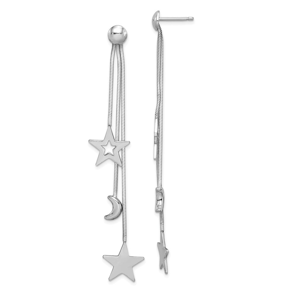 Quality Gold Sterling Silver Rhodium-plated Cut Out Star Dangle Post Earrings