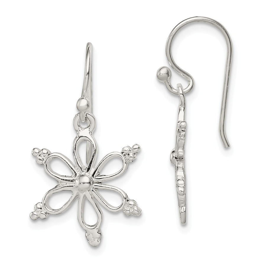 Quality Gold Sterling Silver Snowflake Shepherd Hook Dangle Earrings