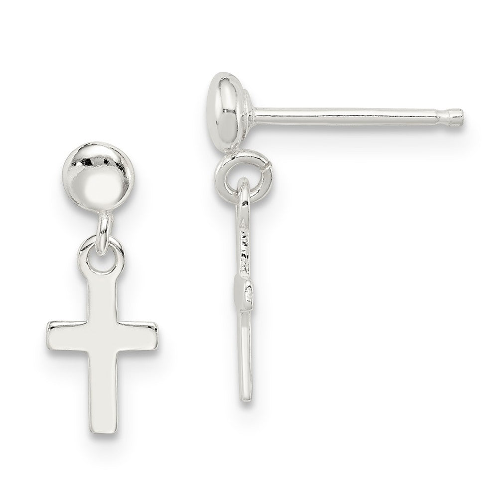 Quality Gold Sterling Silver Dangle Cross Earrings