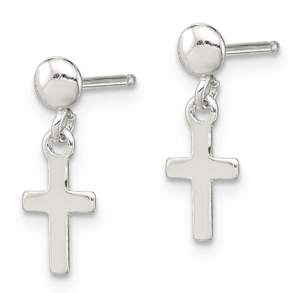 Quality Gold Sterling Silver Dangle Cross Earrings